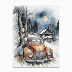 Vw Car In Winter Canvas Print