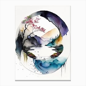 Landscapes Yin And Yang Watercolour Canvas Print
