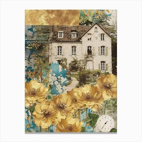 Dried Flowers Scrapbook Collage Cottage 4 Canvas Print