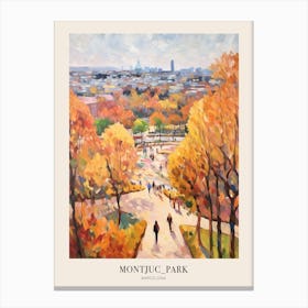 Autumn City Park Painting Montjuc Park Barcelona 2 Poster Canvas Print