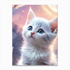 White Cat With Blue Eyes Canvas Print