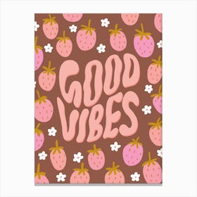 Retro Good Vibes Strawberry Deep Canvas Print