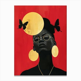 Woman With Butterflies On Her Head 3 Canvas Print