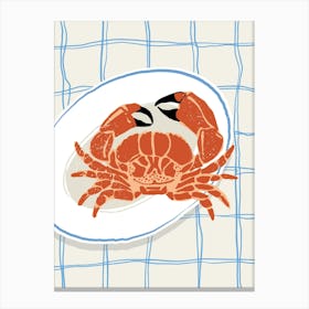 Food Illustration Crab Preppy Contemporary Kitchen Canvas Print