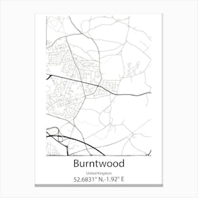 Burntwood,United Kingdom Minimalist Map Toile