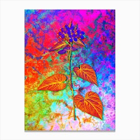 Morning Glory Flower Botanical in Acid Neon Pink Green and Blue n.0199 Canvas Print