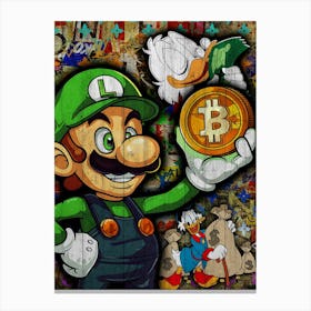 Pop Art Luigi Bitcoin Canvas Print