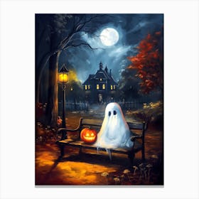 Ghost Sitting On A Bench 4 Canvas Print