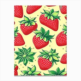 Strawberry Repeat Pattern, Fruit, Vintage Sketch 1 Canvas Print