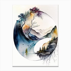 Landscapes 4 Yin And Yang Watercolour Canvas Print