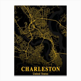Map Of Charleston Canvas Print