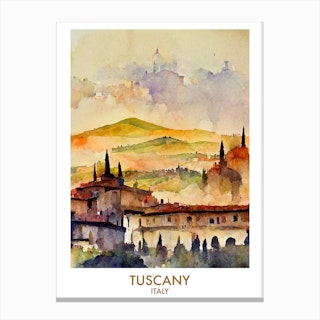 Tuscany Watercolour Travel Canvas Print