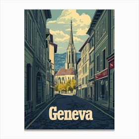 Aihrgdesign A Retro Travel Poster For Geneva Canvas Print