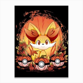 Fennekin Spooky Night - Pokemon Halloween Canvas Print