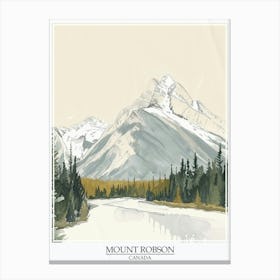 Mount Robson Canada Color Line Drawing 7 Poster Canvas Print