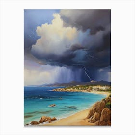 Lightning Over The Beach.2 Canvas Print