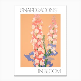 Snapdragons In Bloom Flowers Bold Illustration 1 Canvas Print