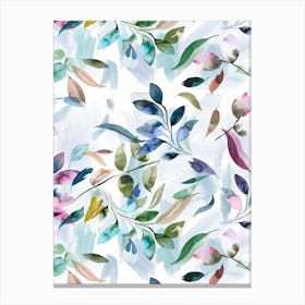 Watercolour Leaves Colourful Canvas Print