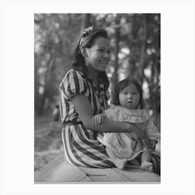 Young Indian Mother And Baby, Blueberry Camp, Near Little Fork, Minnesota By Russell Lee Canvas Print