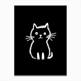 Black And White Cat Line Drawing 6 Canvas Print
