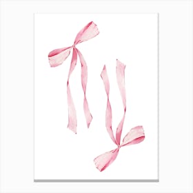 Pink Coquette Bows - White Canvas Print