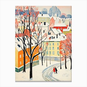 Winter Snow Stockholm   Sweden Snow Illustration 1 Canvas Print