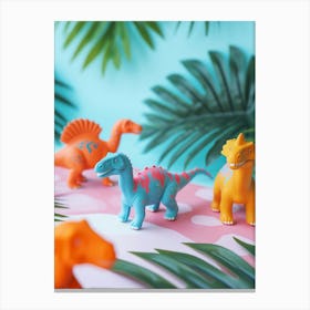 Colourful Toy Dinosaur Friends 3 Canvas Print