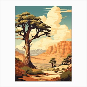  Retro Illustration Of A Joshua Trees In Mountains 4 Canvas Print