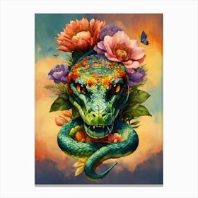 Snake With Flowers Canvas Print