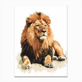 African Lion Resting In The Sun Clipart 3 Canvas Print