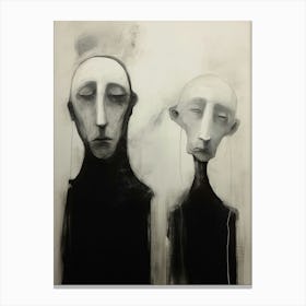 Ink Drawing Portrait Of Two People 5 Canvas Print