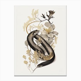 Brown Water Snake Gold And Black Canvas Print