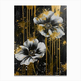 Black And Gold Flowers 10 Canvas Print