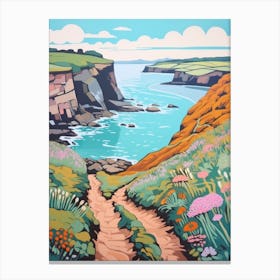 Pembrokeshire Coast Wales 3 Hike Illustration Canvas Print