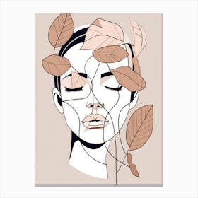 Woman With Leaves On Her Face 4 Canvas Print