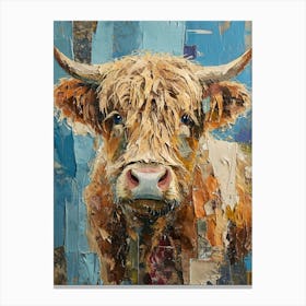 Retro Highland Cow Collage 1 Canvas Print