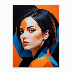 Geometric Fashion Woman Portrait Pop Art Orange (14) Canvas Print