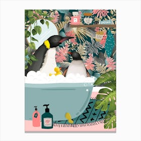 Penguin In Blue Bathtub Toile