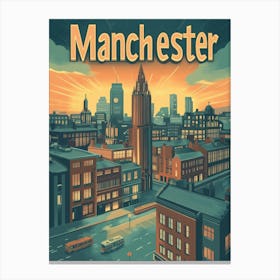 Aihrgdesign A Mid Century Modern Travel Poster For Manchester 3 Canvas Print