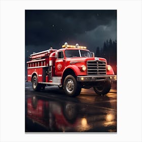 Fire Truck On The Road Canvas Print