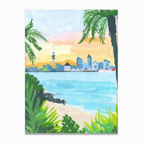 Travel Poster Happy Places Auckland 4 Canvas Print