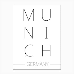 Munich Germany Typography City Country Word Canvas Print