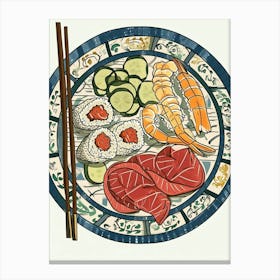 Sushi Platter On A Tiled Background 1 Canvas Print