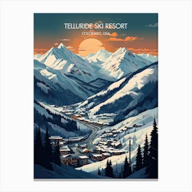 Poster Of Telluride Ski Resort   Colorado, Usa, Ski Resort Illustration 3 Canvas Print