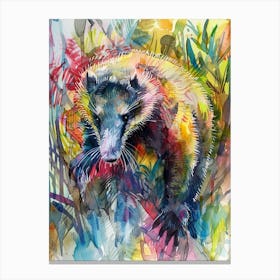 Anteater Colourful Watercolour 1 Canvas Print