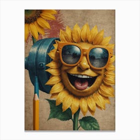 Sunflower With Sunglasses 1 Canvas Print