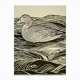 Mallard Duck Linocut Bird Canvas Print