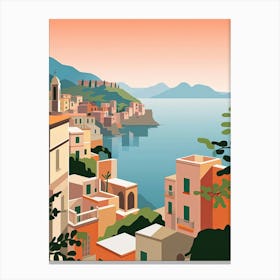 Amalfi Coast, Italy, Graphic Illustration 4 Canvas Print