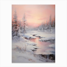 Dreamy Winter Painting Lapland Finland 5 Canvas Print