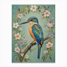 Floral Kingfisher Canvas Print